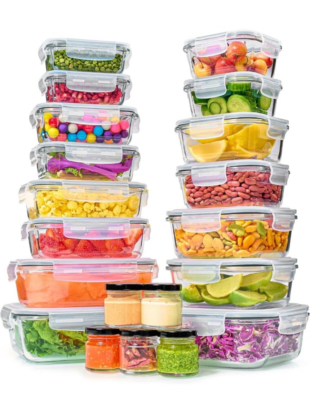 40pc Glass Food Storage Containers Set - Airtight, Leakproof, BPA-Free Meal Prep